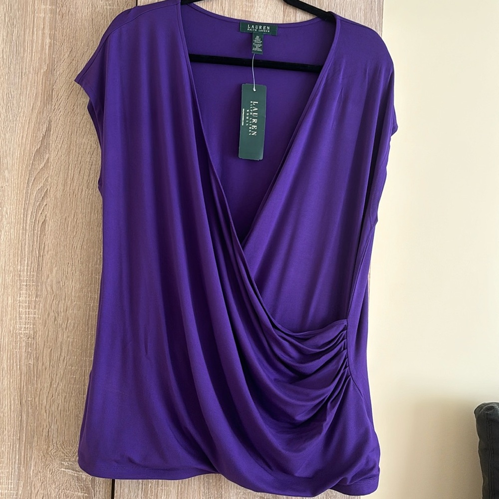 Plus Lauren Ralph Lauren cup sleeve top